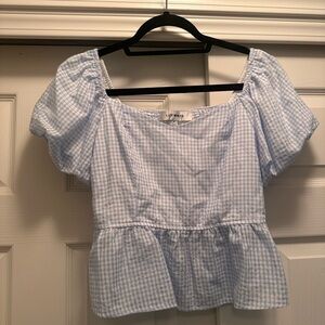 Lily White Blue Checkered Blouse